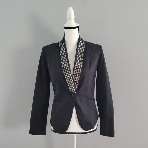 Jessica Simpson Darryle Studded Tuxedo Blazer Size 0 - Picture 1 of 8